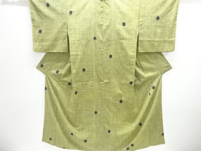 JAPANESE KIMONO / ANTIQUE KIMONO / SILK / TSUMUGI / WOVEN ABSTRACT PATTERN